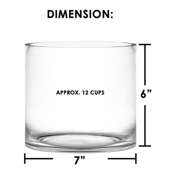 CYS Excel Clear Glass Cylinder Flower Vase (H:6" D:7") | Glass Vase Centerpieces Hurricane Floating Candle Holder Vase
