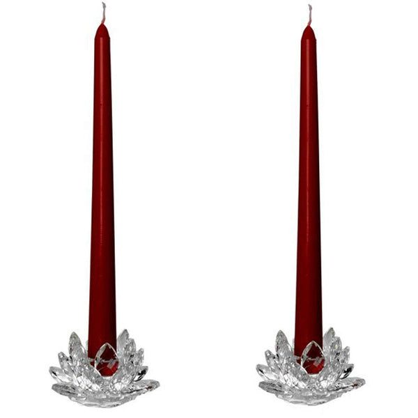 Amlong Crystal 3 inch Clear Lotus Candlesticks Holder, Set of 2