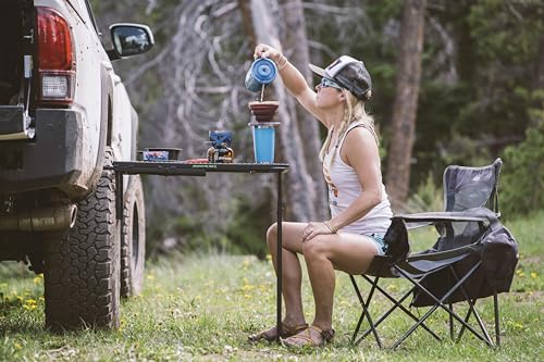 Tire Table Vehicle Tire-Mounted Steel Camping, Travel, Tailgating and Outdoor Work Table, Black (Steel) , 29 x 23 x 1.5"