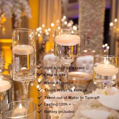 Aignis Flameless LED Floating Candles, White Battery Operated Candles Tealights 24 Pack for Pool/Bathtub/Hot Bath/Wedding Centerpiece Decor