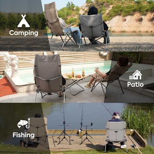 ICECO Ha1600 Adjustable Camping Chairs for Adults, Foldable High Back Camping Chair, Portable Folding Chairs for Outside, Reclining Outdoor Chair with Storage Bag, 400LBS, 10 Years Warranty