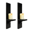 Wall Candle Sconces Set of 2, Decorative Wooden Candle Holder, Farmhouse Candle Sconce, Living Room Wall Decoration (Solid Black)