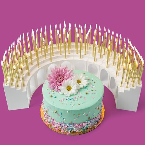 Celebration Stadium Birthday Candle Holder Grandstand, Perfect for 50th 60th 70th 75th 80th 90th 100th and All Other Milestone Birthdays, Includes 100 Gold Birthday Candles