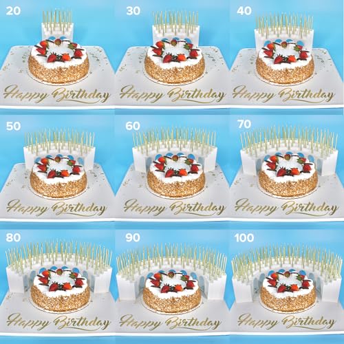 Celebration Stadium Birthday Candle Holder Grandstand, Perfect for 50th 60th 70th 75th 80th 90th 100th and All Other Milestone Birthdays, Includes 100 Gold Birthday Candles