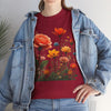 Wildflowers and Orange Roses, Graphic T-Shirts for Women, Floral Shirt, Womens Short Sleeve, Ladies Graphic Tees #5044TTS