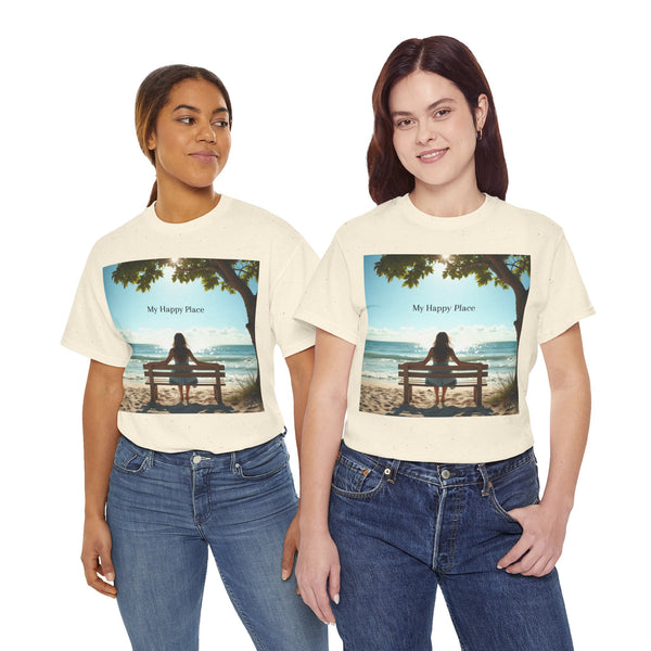 My Happy Place, Woman on Bench, Looking at Waves,  Safe Place T-Shirt, Finding My Happy Place Top, Ocean Waves,  #5003STS