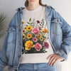 Wildflowers and Pink & Yellow Roses, Graphic T-Shirts for Women, Floral Shirt, Womens Short Sleeve, Ladies Graphic Tees #5150TTS