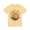 Wildflowers and Yellow Roses, Graphic T-Shirts for Women, Floral Shirt, Womens Short Sleeve, Ladies Graphic Tees #5135TTS