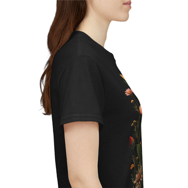 Wildflowers and Orange Roses, Graphic T-Shirts for Women, Floral Shirt, Womens Short Sleeve, Ladies Graphic Tees #5044TTS