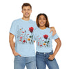 Wildflowers and a Red Rose, Graphic T-Shirts for Women, Floral Shirt, Womens Short Sleeve, Ladies Graphic Tees #5006TTS