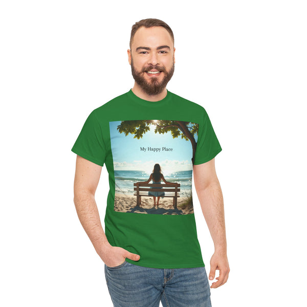 My Happy Place, Woman on Bench, Looking at Waves,  Safe Place T-Shirt, Finding My Happy Place Top, Ocean Waves,  #5003STS