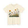 Wildflowers and Yellow Roses, Graphic T-Shirts for Women, Floral Shirt, Womens Short Sleeve, Ladies Graphic Tees #5028TTS