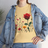 Wildflowers and a Red Rose, Graphic T-Shirts for Women, Floral Shirt, Womens Short Sleeve, Ladies Graphic Tees #5006TTS