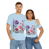 Wildflowers and Pink/Violet Roses, Graphic T-Shirts for Women, Floral Shirt, Womens Short Sleeve, Ladies Graphic Tees #5100TTS