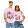 Wildflowers and Pink/Violet Roses, Graphic T-Shirts for Women, Floral Shirt, Womens Short Sleeve, Ladies Graphic Tees #5100TTS