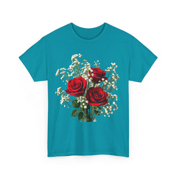 Wildflowers and Red Roses, Graphic T-Shirts for Women, Floral Shirt, Womens Short Sleeve, Ladies Graphic Tees #5127TTS