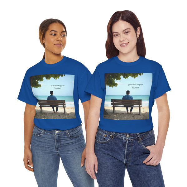 Have You Forgiven Your Ex?  Man on Bench Looking at Waves, Forgiving T-Shirt, Forgiveness, Relationship Healing Top #5005STS