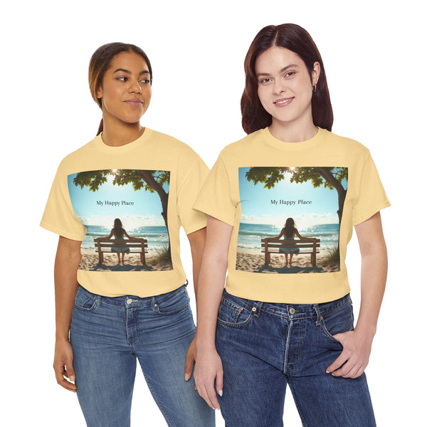 My Happy Place, Woman on Bench, Looking at Waves,  Safe Place T-Shirt, Finding My Happy Place Top, Ocean Waves,  #5003STS