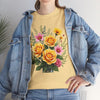 Wildflowers and Yellow Roses, Graphic T-Shirts for Women, Floral Shirt, Womens Short Sleeve, Ladies Graphic Tees #5135TTS