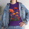 Wildflowers and Orange Roses, Graphic T-Shirts for Women, Floral Shirt, Womens Short Sleeve, Ladies Graphic Tees #5044TTS