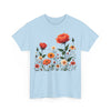 Wildflowers and Orange Roses, Graphic T-Shirts for Women, Floral Shirt, Womens Short Sleeve, Ladies Graphic Tees #5043TTS
