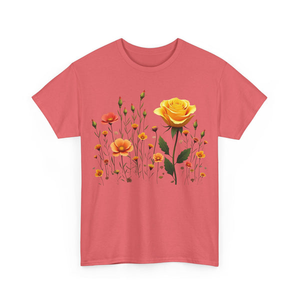 Wildflowers and a Yellow Rose, Graphic T-Shirts for Women, Floral Shirt, Womens Short Sleeve, Ladies Graphic Tees #5010TTS