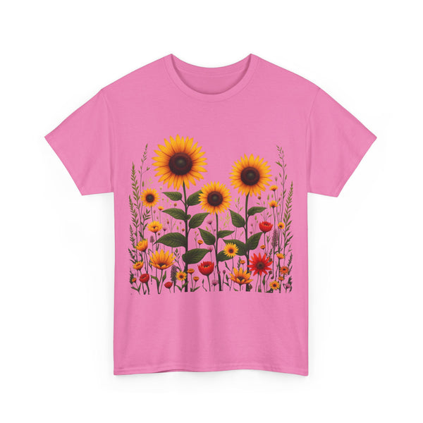 Sunflowers & Wildflowers, Graphic T-Shirts for Women, Floral Shirt, Womens Short Sleeve, Ladies Graphic Tees #5154TTS
