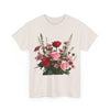 Wildflowers and Red & Pink Roses, Graphic T-Shirts for Women, Floral Shirt, Womens Short Sleeve, Ladies Graphic Tees #5132TTS