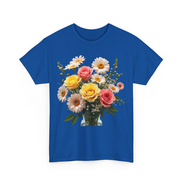Wildflowers and Pink & Yellow Roses, Graphic T-Shirts for Women, Floral Shirt, Womens Short Sleeve, Ladies Graphic Tees #5136TTS