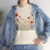 Wildflowers and Orange Roses, Graphic T-Shirts for Women, Floral Shirt, Womens Short Sleeve, Ladies Graphic Tees #5042TTS
