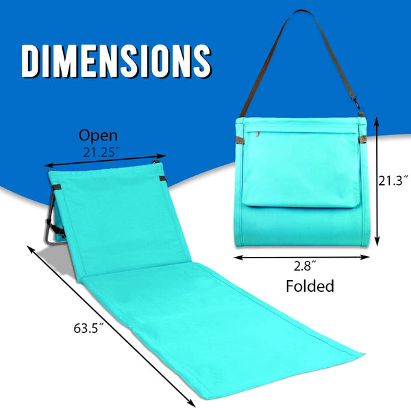 Bo Toys Portable Beach Mat Lounge Chair and Tote (Plain Blue)