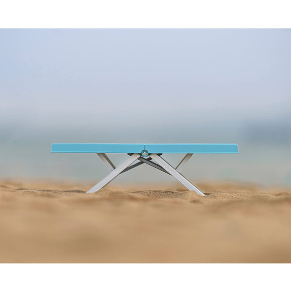 Maarch Small Beach Table for Sand Foldable, Plastic Folding Beach Tray Table, Portable Mini Low Picnic Camping Table, Light Blue