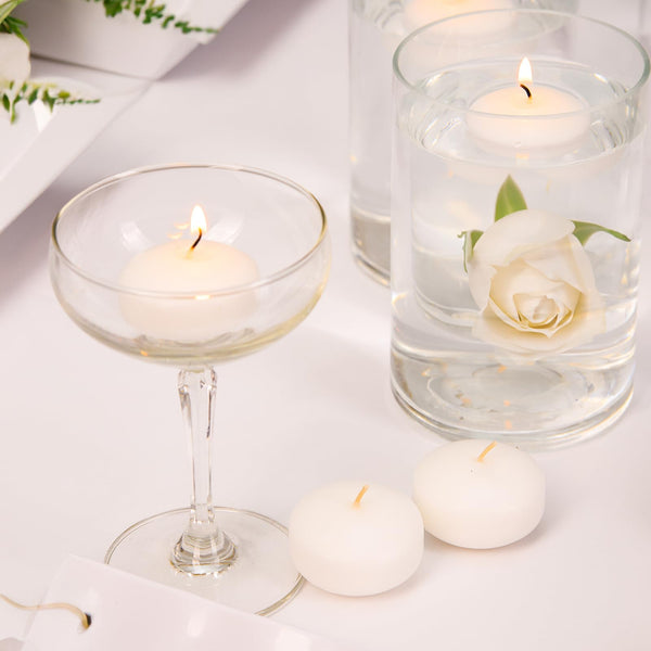 24 Pack Ashlux Floating Candles 5-6 Hours Long Burning, 2 inch Unscented White Floating Candles for Valentine's Day, Wedding, Proposal Anniversary Decorations, Romantic Night for Her/Him Set
