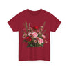 Wildflowers and Red & Pink Roses, Graphic T-Shirts for Women, Floral Shirt, Womens Short Sleeve, Ladies Graphic Tees #5132TTS