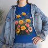 Wildflowers and Pink & Yellow Roses, Graphic T-Shirts for Women, Floral Shirt, Womens Short Sleeve, Ladies Graphic Tees #5141TTS