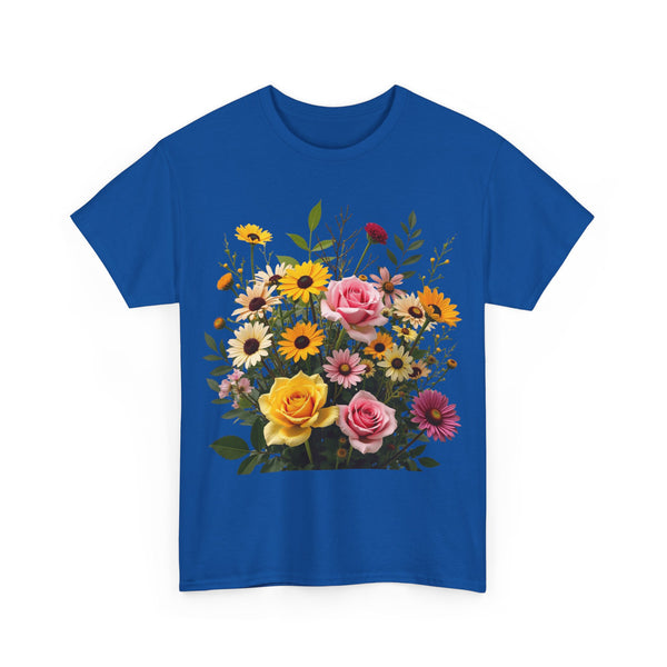 Wildflowers and Pink & Yellow Roses, Graphic T-Shirts for Women, Floral Shirt, Womens Short Sleeve, Ladies Graphic Tees #5150TTS