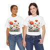 Wildflowers and Orange Roses, Graphic T-Shirts for Women, Floral Shirt, Womens Short Sleeve, Ladies Graphic Tees #5044TTS