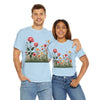 Wildflowers and Pink Roses, Graphic T-Shirts for Women, Floral Shirt, Womens Short Sleeve, Ladies Graphic Tees #5020TTS
