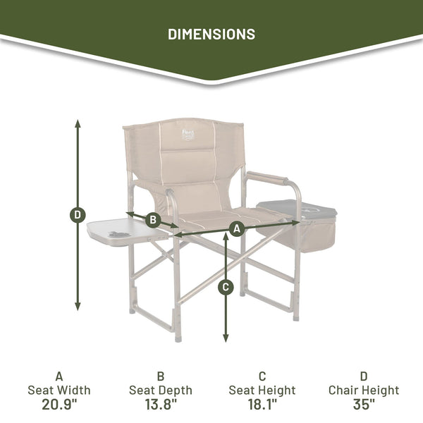 TIMBER RIDGE Folding Director Side Table for Adults Portable Camp Chairs for Outdoor, Lawn, Sports, Fishing, Heavy Duty Supports 300lbs, Earth Brown