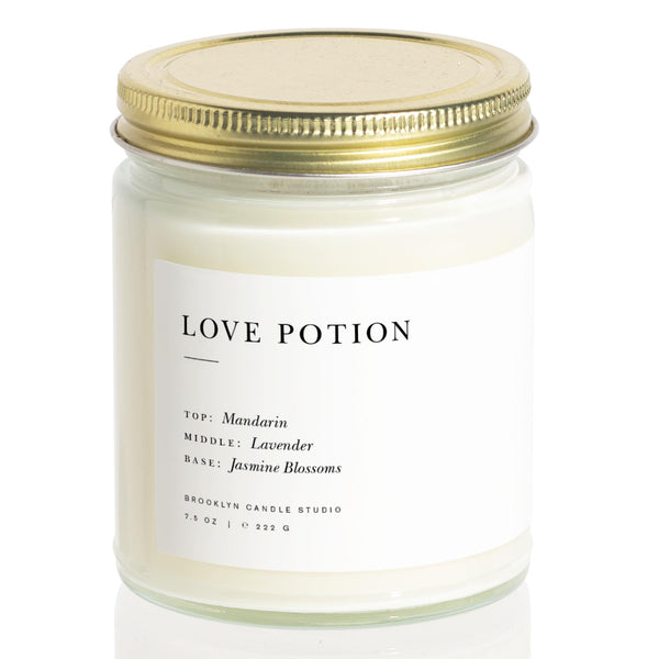Brooklyn Candle Studio Love Potion Minimalist Candle | Luxury Scented Candle | Vegan Soy Wax | Hand Poured in The USA | 50 Hour Slow Burn Time | 7.5 oz