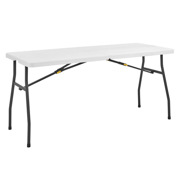 Living and More 5ft Half Folding Table, Portable Tables for Dining Parties Card Picnic Camping, White