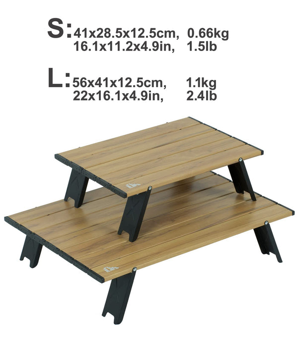 iClimb Ultralight Compact Mini Beach Picnic Folding Alu. Table with Carry Bag, Two Size (Silver - S)