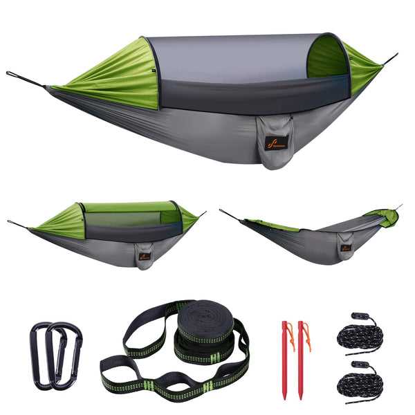 Camping Hammock, Sportneer Hammock with Mosquito Net 118" x 71" Portable 2 Person Hammock Lightweight Hammocks Tent with Tree Straps for Backpacking Hiking Backyard Camping Outdoor