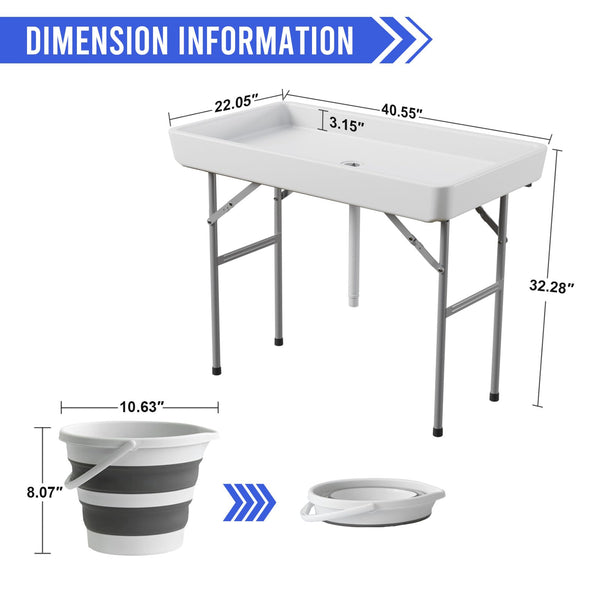 ERGMASTER 4 FT Ice Cooler Table|Portable Ice Folding Table w/Matching Skirt & Drain|Foldable Patio Cooler Table for Party,Picnic,Wedding,Camping,BBQ