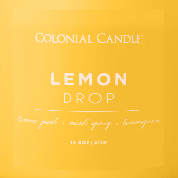 Colonial Candle Lemon Drop Scented Jar Candle, Pop of Color Collection, 3 Wick, 14.5 oz - Up to 60 Hours Burn