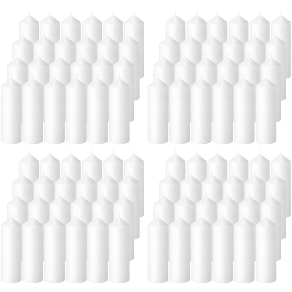 MTLEE Set of 40 White Pillar Candles 2x4 Inch Dripless Unscented Candle Bulk Large Clean Burning Smokeless Dinner Candles Long Burning Decorative Candles for Home Wedding Party Spa Bath
