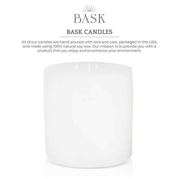 Bask Large Mottled Pillar Candles - Unscented - 6-Inch Diameter for Extra-Wide Holders - 3-Wick Candles for Home and Events - White