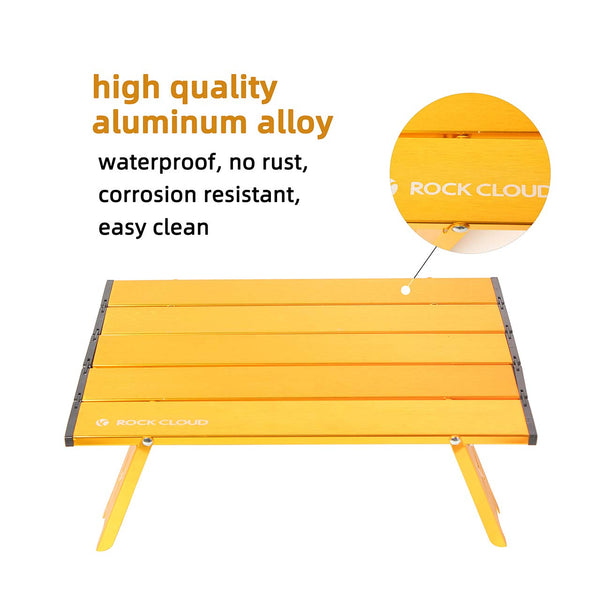 Rock Cloud Portable Beach Table Aluminum Ultralight Folding Camping Table, Yellow