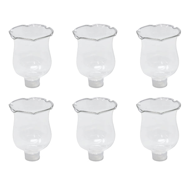 Clear Glass Votive Cups with Peg 6 Pack, Tulip Votive for Candelabra Candle Holder, Home Interior Candle Sconce Glass Replacement Parts, Shabbat Candle Glass Oil Lamp, 4E's Novelty (2.75" Tall)