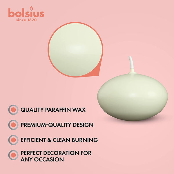 BOLSIUS Unscented Floating Candles - 320 Count - Pure Rich Creamy Ivory - Smokeless, European Quality - Romantic Wedding Centerpieces, Decorations, Events, Holiday Parties